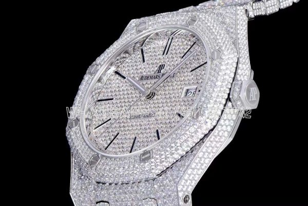 Audemars Piguet Royal Oak 41mm 15400 Iced Out Steel in Stick Markers - Image 6