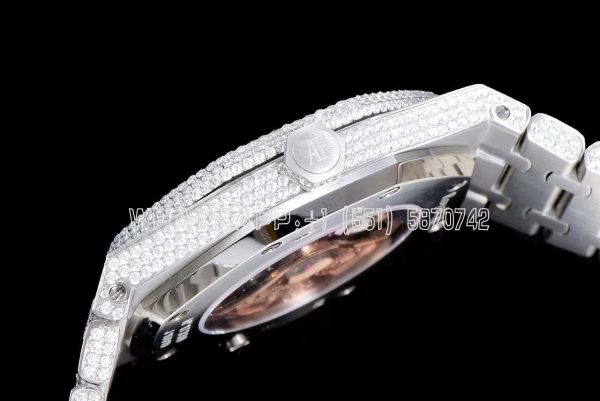 Audemars Piguet Royal Oak 41mm 15400 Iced Out Steel in Stick Markers - Image 8