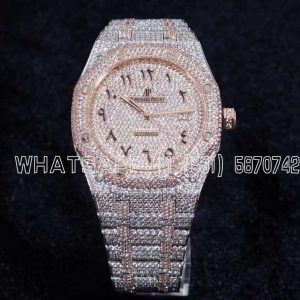 Audemars Piguet Royal Oak 41mm 15400 Iced Out Steel/Rose Gold in Arabic Markers