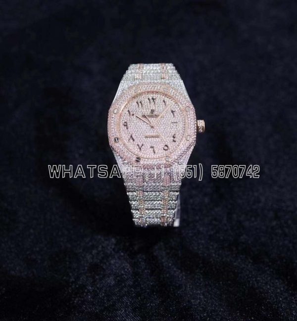 Audemars Piguet Royal Oak 41mm 15400 Iced Out Steel/Rose Gold in Arabic Markers