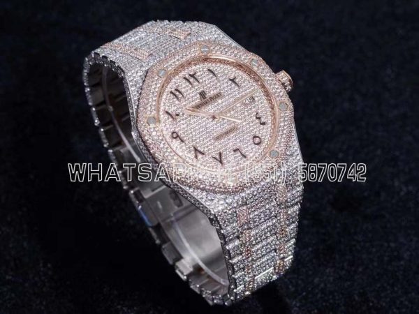 Audemars Piguet Royal Oak 41mm 15400 Iced Out Steel/Rose Gold in Arabic Markers