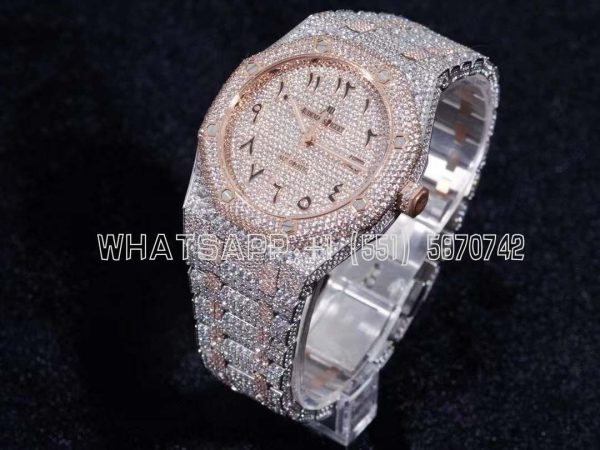 Audemars Piguet Royal Oak 41mm 15400 Iced Out Steel/Rose Gold in Arabic Markers
