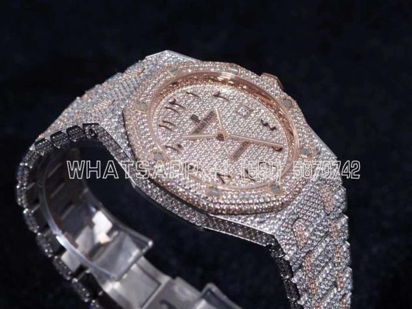 Audemars Piguet Royal Oak 41mm 15400 Iced Out Steel/Rose Gold in Arabic Markers