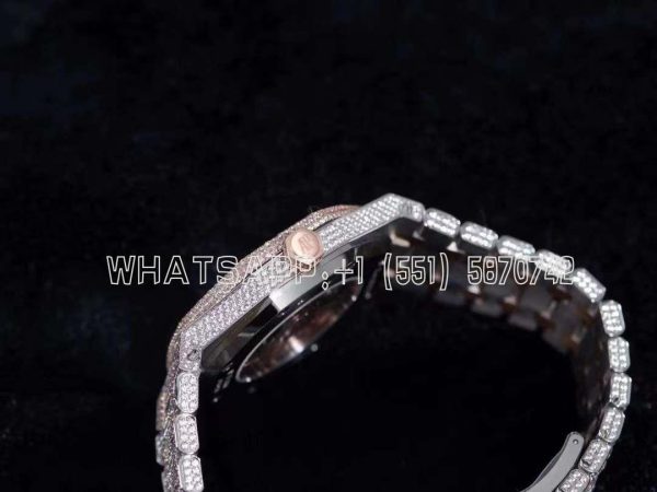 Audemars Piguet Royal Oak 41mm 15400 Iced Out Steel/Rose Gold in Stick Markers - Image 6
