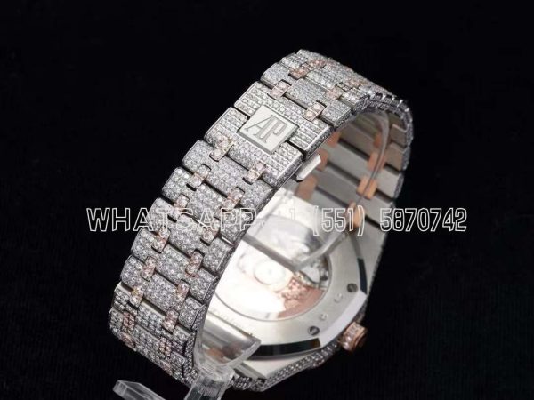 Audemars Piguet Royal Oak 41mm 15400 Iced Out Steel/Rose Gold in Stick Markers - Image 9