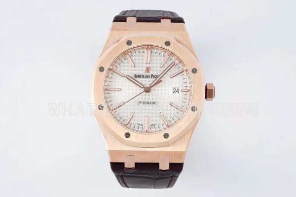 Audemars Piguet Royal Oak 41mm 15400 White Textured Dial on Leather straps Bracelet