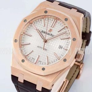 Audemars Piguet Royal Oak 41mm 15400 White Textured Dial on Leather straps Bracelet