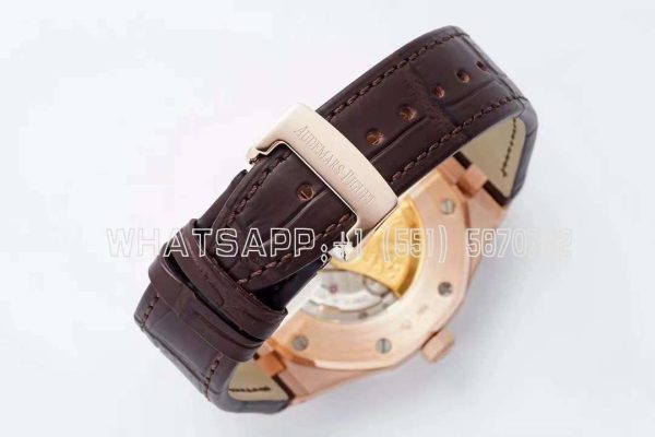 Audemars Piguet Royal Oak 41mm 15400 White Textured Dial on Leather straps Bracelet - Image 6