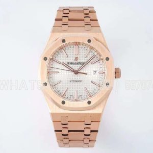 Audemars Piguet Royal Oak 41mm 15400 White Textured Dial on Rose Gold Bracelet