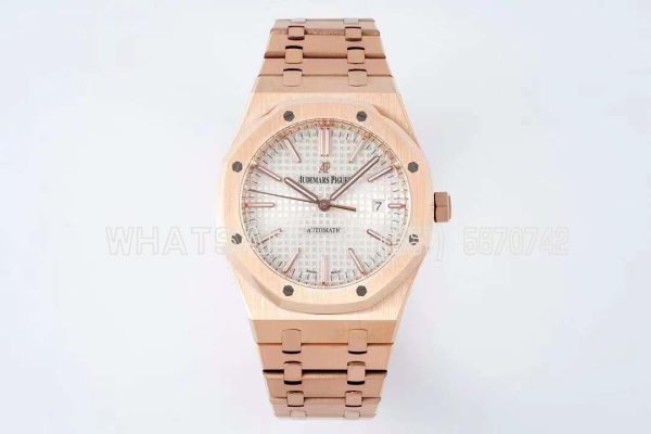 Audemars Piguet Royal Oak 41mm 15400 White Textured Dial on Rose Gold Bracelet