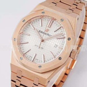 Audemars Piguet Royal Oak 41mm 15400 White Textured Dial on Rose Gold Bracelet