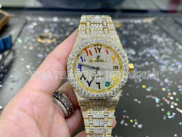 Audemars Piguet Royal Oak 41mm Stainless Steel Band Moissanite Diamond Watch