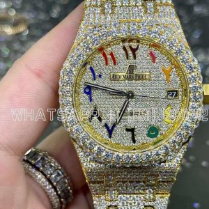 Audemars Piguet Royal Oak 41mm Stainless Steel Band Moissanite Diamond Watch