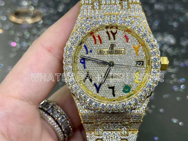 Audemars Piguet Royal Oak 41mm Stainless Steel Band Moissanite Diamond Watch