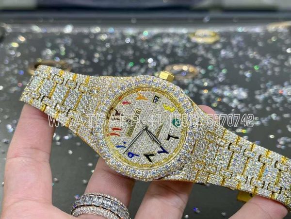 Audemars Piguet Royal Oak 41mm Stainless Steel Band Moissanite Diamond Watch