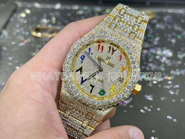 Audemars Piguet Royal Oak 41mm Stainless Steel Band Moissanite Diamond Watch