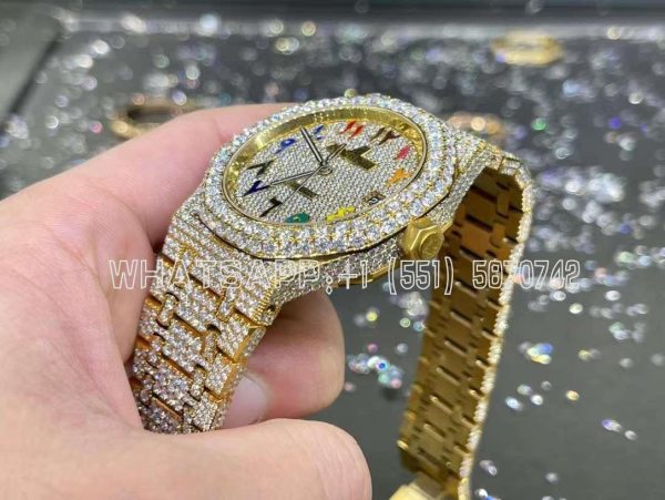 Audemars Piguet Royal Oak 41mm Stainless Steel Band Moissanite Diamond Watch