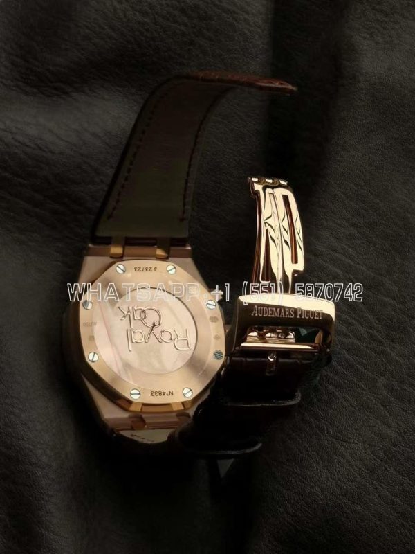 Audemars Piguet Royal Oak Offshore Self-Winding Chronograph White/Rose Gold Dial in Rose Gold on Leather Strap - Image 6