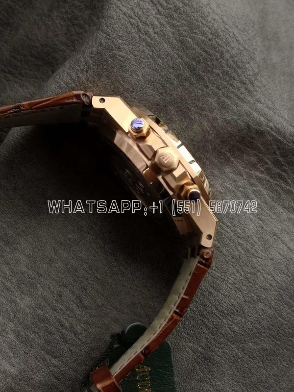 Audemars Piguet Royal Oak Offshore Self-Winding Chronograph White/Rose Gold Dial in Rose Gold on Leather Strap - Image 7