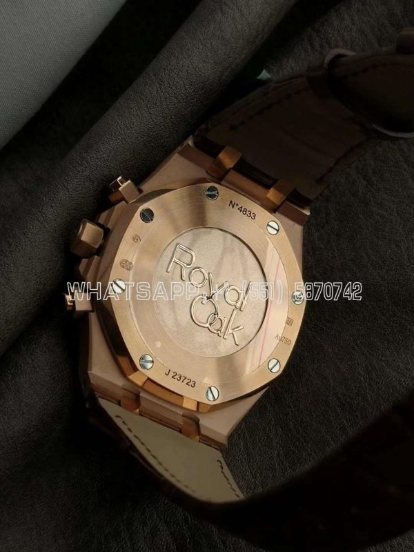 Audemars Piguet Royal Oak Offshore Self-Winding Chronograph White/Rose Gold Dial in Rose Gold on Leather Strap - Image 8