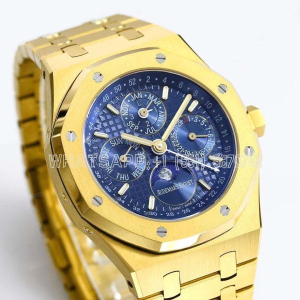 Audemars Piguet Royal Oak Perpetual Calendar Yellow Gold 26574 Blue Dial