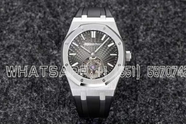 Audemars Piguet Royal Oak Tourbillon Extra-Thin Black Dial in Rubber Strap Gradient Black R8 Factory