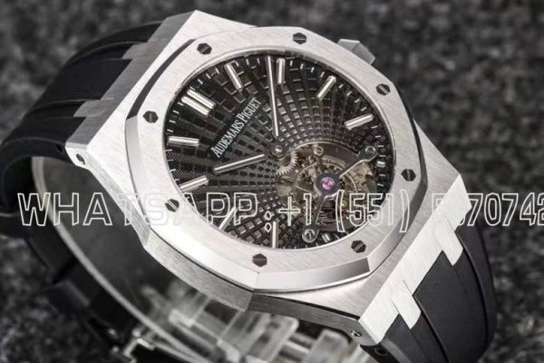 Audemars Piguet Royal Oak Tourbillon Extra-Thin Black Dial in Rubber Strap Gradient Black R8 Factory