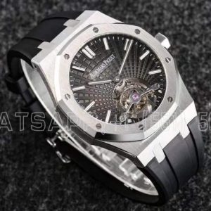 Audemars Piguet Royal Oak Tourbillon Extra-Thin Black Dial in Rubber Strap Gradient Black R8 Factory