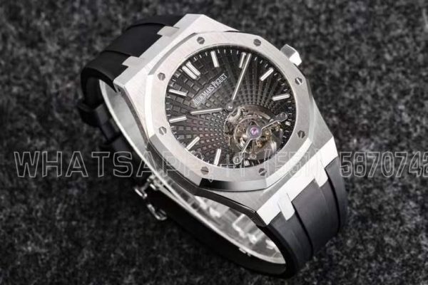 Audemars Piguet Royal Oak Tourbillon Extra-Thin Black Dial in Rubber Strap Gradient Black R8 Factory