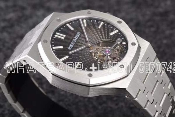 Audemars Piguet Royal Oak Tourbillon Extra-Thin Black Dial in Steel Gradient Black R8 Factory