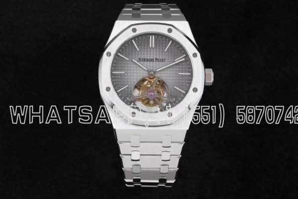 Audemars Piguet Royal Oak Tourbillon Extra-Thin Black Dial in Steel Gradient Gray R8 Factory