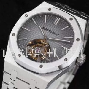 Audemars Piguet Royal Oak Tourbillon Extra-Thin Black Dial in Steel Gradient Gray R8 Factory