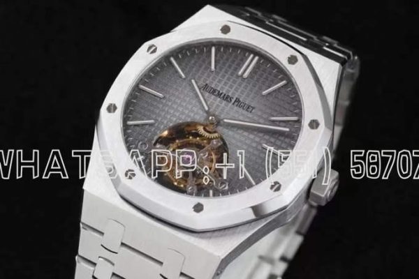 Audemars Piguet Royal Oak Tourbillon Extra-Thin Black Dial in Steel Gradient Gray R8 Factory
