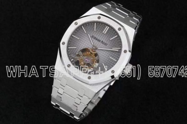 Audemars Piguet Royal Oak Tourbillon Extra-Thin Black Dial in Steel Gradient Gray R8 Factory
