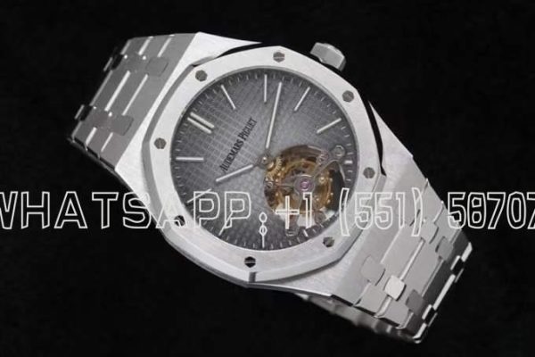 Audemars Piguet Royal Oak Tourbillon Extra-Thin Black Dial in Steel Gradient Gray R8 Factory