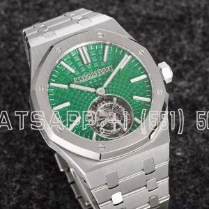Audemars Piguet Royal Oak Tourbillon Extra-Thin Green Dial in Steel R8 Factory