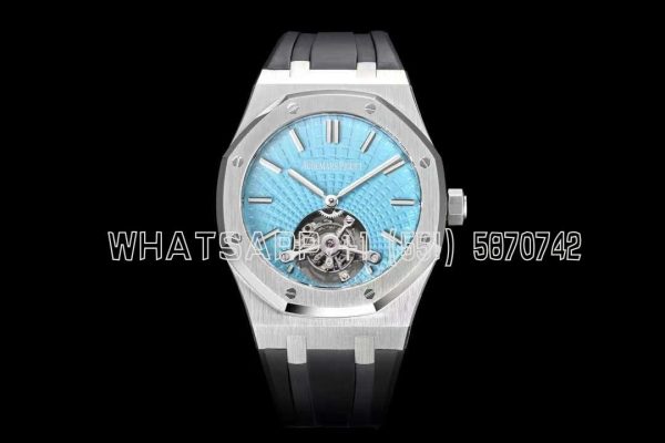 Audemars Piguet Royal Oak Tourbillon Extra-Thin Tiffany Blue Dial in Steel on Rubber Strap R8 Factory