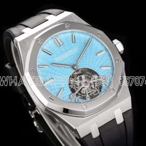 Audemars Piguet Royal Oak Tourbillon Extra-Thin Tiffany Blue Dial in Steel on Rubber Strap R8 Factory