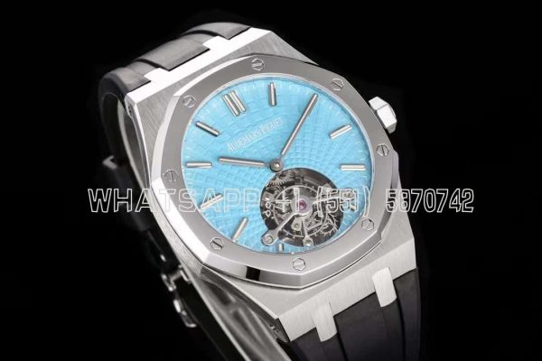 Audemars Piguet Royal Oak Tourbillon Extra-Thin Tiffany Blue Dial in Steel on Rubber Strap R8 Factory
