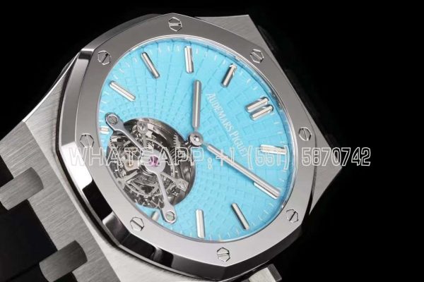 Audemars Piguet Royal Oak Tourbillon Extra-Thin Tiffany Blue Dial in Steel on Rubber Strap R8 Factory - Image 6