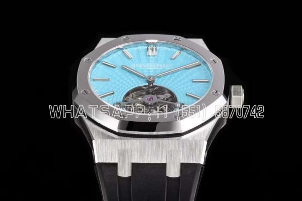 Audemars Piguet Royal Oak Tourbillon Extra-Thin Tiffany Blue Dial in Steel on Rubber Strap R8 Factory
