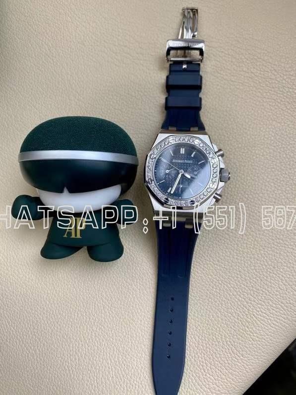 Audemars Piguet Royal Oak Offshore Ladies 37mm Blue Dial Diamond Bezel