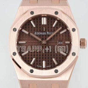Audemars Piguet Royal Oak Quartz Ladies Rose Gold 33mm Brown Dial