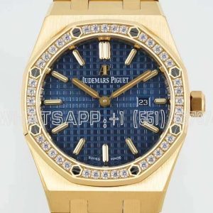 Audemars Piguet Royal Oak Quartz Ladies Yellow Gold Blue Index 33mm Bracelet