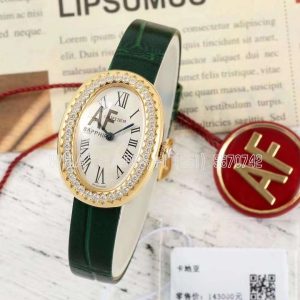 Cartier Baignoire de Cartier watch YG Swiss Quartz Green Leather Strap and Diamond