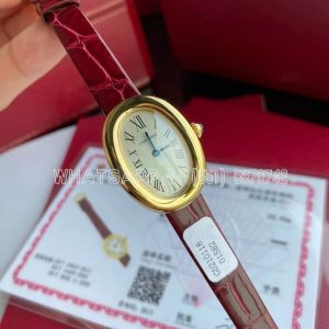 Cartier Baignoire de Cartier watch YG Swiss Quartz Red Leather Strap
