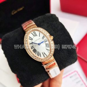 Cartier Baignoire WB520002 Silver Dial Rose Gold 31.6mm Quartz Ladies Watch