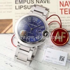 Cartier Ballon Bleu 42mm SS Blue Texture Dial on SS Bracelet A2824