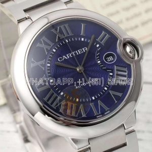 Cartier Ballon Bleu 42mm SS Blue Texture Dial on SS Bracelet A2824
