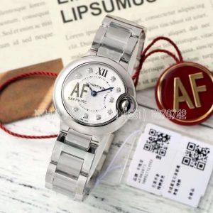 Cartier Ballon Bleu de Cartier 28mm White and Diamond Dial in Steel